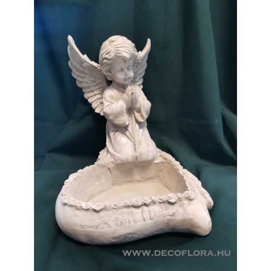 Stone pot with angel wings heart shape