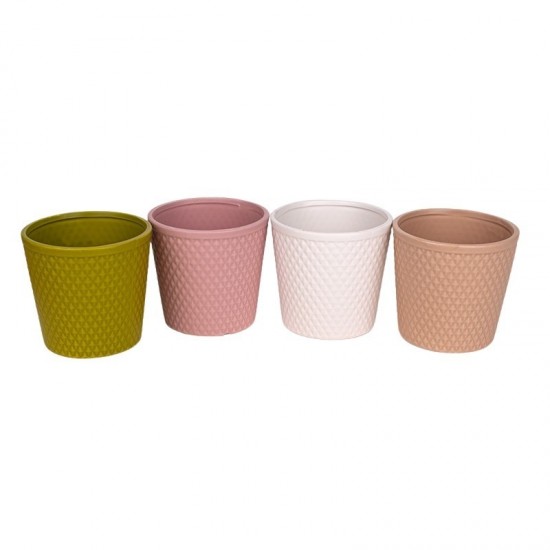 Lisa ceramic pot mix 12x11cm white-melange-green-pink