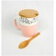 Mug Pastel - bamboo top - bamboo spoon pattern 300 ml 