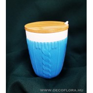 Bögre Kék Szvetter kanállal, bambusztetővel 300 ml Bögre Kék Szvetter kanállal, bambusztetővel 300 ml
