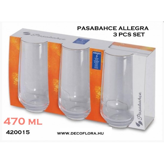 Üditős pohár szett*3 Pasabahce Allegra 470 ml Üditős pohár szett*3 Pasabahce Allegra 470 ml