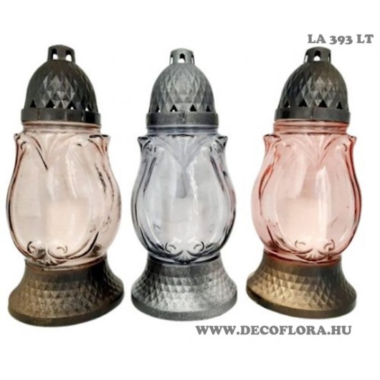 Kegyeleti mécses Z393LT üveg-arany-ezüst kupak Tulipán...26 cm 3 féle Kegyeleti mécses Z393LT üveg-arany-ezüst kupak Tulipán...26 cm 3 féle
