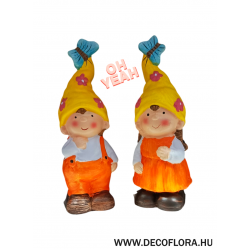 Kerámia manógyerekek pillangós sapival fíú-leány