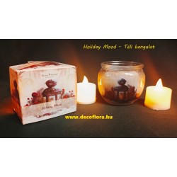Illatgyertya poharas -  Holiday Mood - Téli hangulat - illatmécses - illatos gyertya üvegben Illatgyertya poharas -  Holiday Mood - Téli hangulat - illatmécses - illatos gyertya üvegben