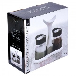 Salt and Pepper Shakers with Stand 3 pcs Salt and Pepper Shakers with Stand 3 pcs