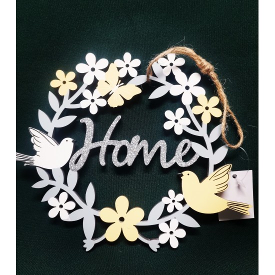 Decor decorativ usa cu  flori cu porumbel + glitter 17 cm