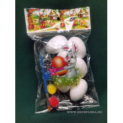 Hungarocell kifesthető tojás festék szettel  6 cm 6 db/szett Hungarocell kifesthető tojás festék szettel  6 cm 6 db/szett