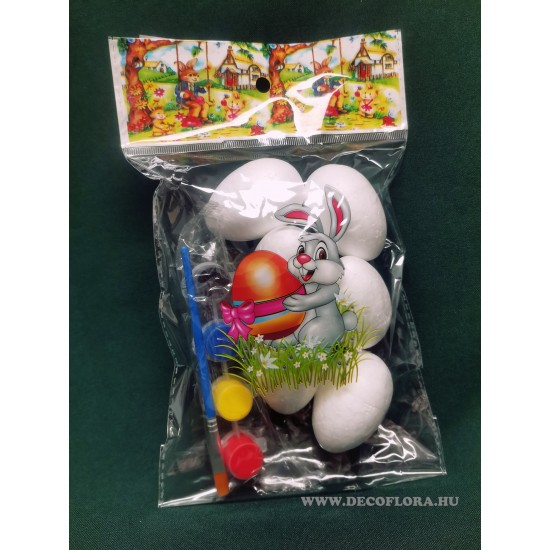 Hungarocell kifesthető tojás festék szettel  6 cm 6 db/szett