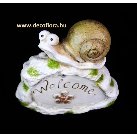 Solar welcome stone with snail 17*17cm