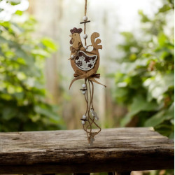 Hanging wooden decoration with glitter rooster-rabbit 2 kinds of 50 cm