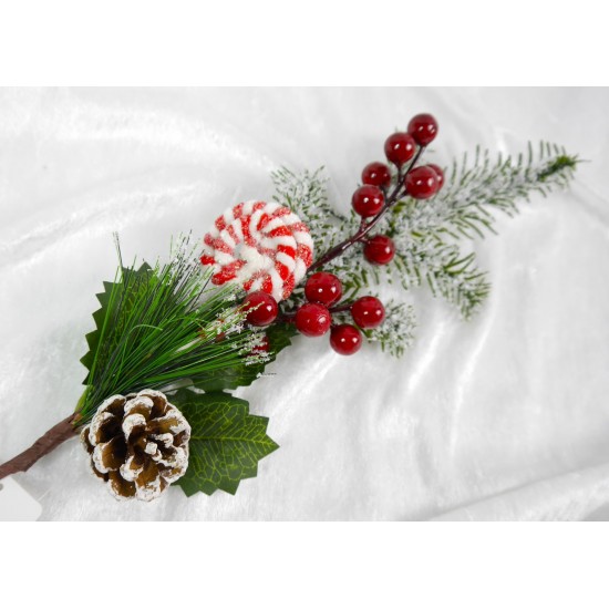 Snowy, red berry pick with lollipop 52 cm