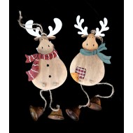 Reindeer wooden hanging decoration 2types 30*9cm