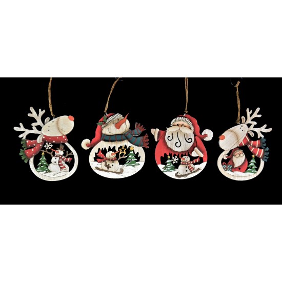 Christmas wooden hanging decoration 4 types