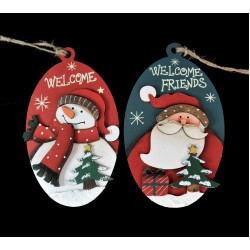 Karácsonyi üdvözlő fa függődísz 2féle