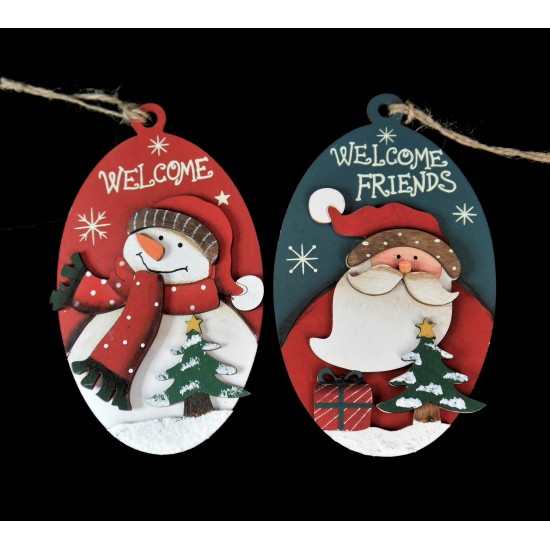 Christmas taller wooden hanging decoration 2 types