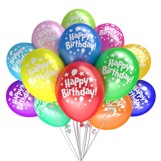 Balon Happy Birthday 30 cm 10 buc/set