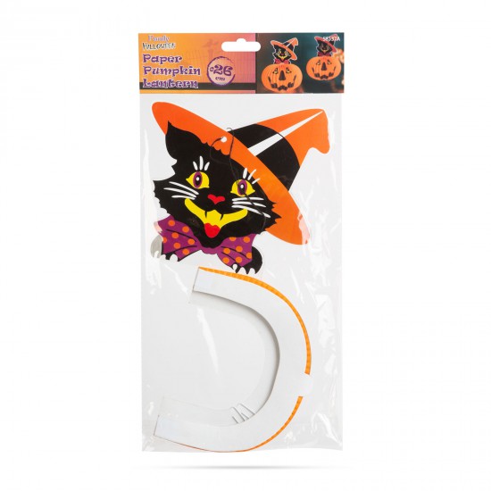 Lanterna de dovleac de Halloween - cu pisica - poate fi agatata - 26 cm