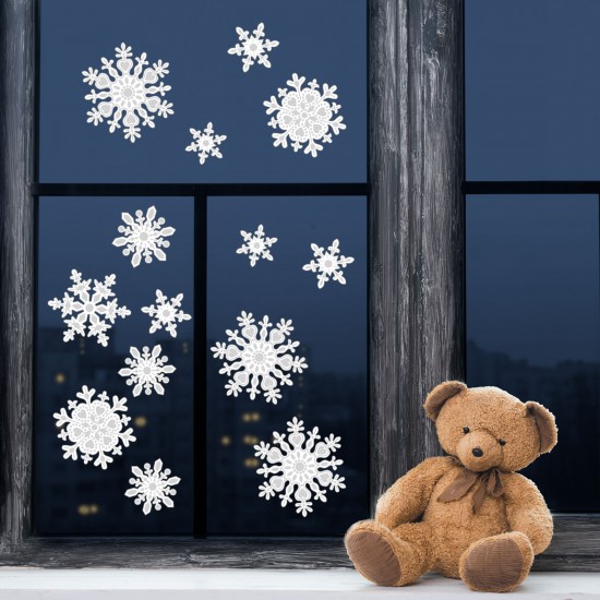 Christmas window decoration set ice crystal - paper, white