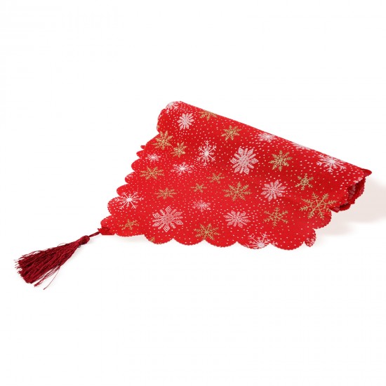 Karácsonyi asztalterítő futó ARANY-FEHÉR HÓPIHÉK- 180 x 35 cm