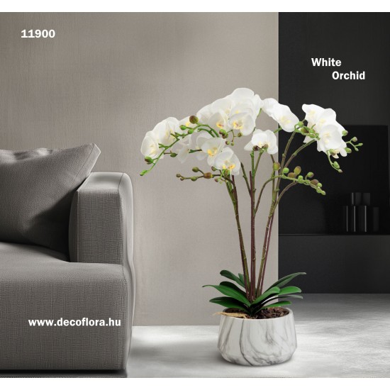 Műnövény - Orchidea - fehér - 58 cm Műnövény - Orchidea - fehér - 58 cm