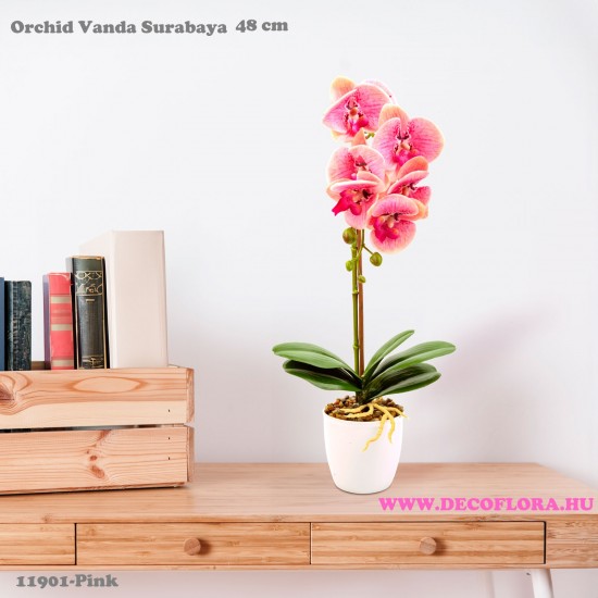 Műnövény - Orchidea Vanda Surabaya - rózsaszín - 48 cm Műnövény - Orchidea Vanda Surabaya - rózsaszín - 48 cm