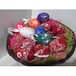 Fa tojás szalagos  6cm hímzett festéssel