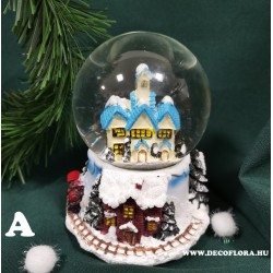 Hógömb zenélő Téli világ 80mm/12cm 4 féle