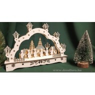 Téli életképek - fa - világítós dekoráció - 28*19*4,5 cm