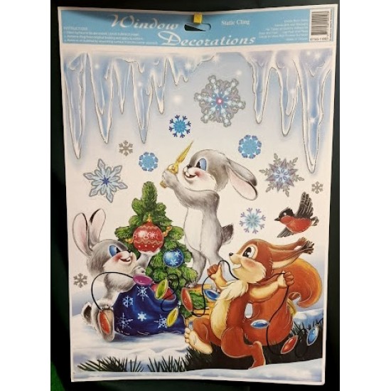 Ablakmatrica Nyuszikarácsony nagy 42*30 cm