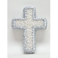 Kereszt kavicsokkal dekorált kicsi 23*29*6 cm.