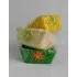 Szizál kosárka virágdekorral szögletes10*8 cm
