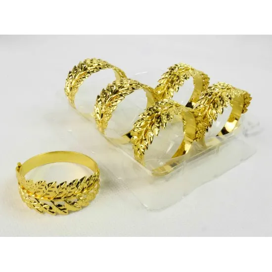 Szalvétagyűrű 6db - Babérkoszorú arany