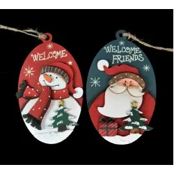 Karácsonyi üdvözlő fa függődísz 2féle