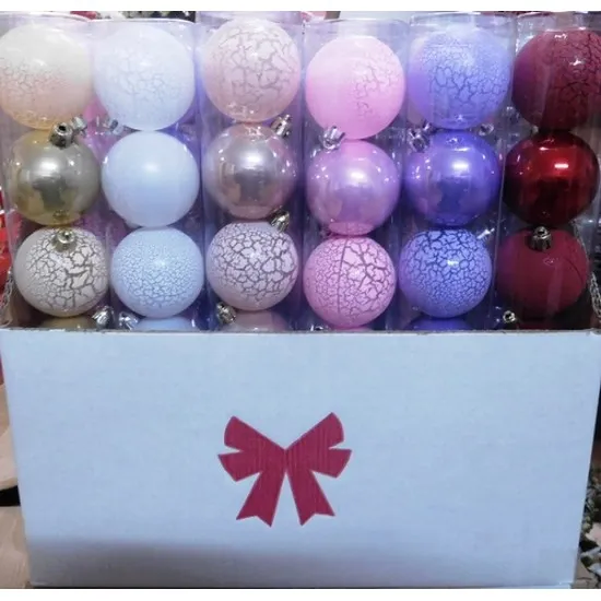 Karácsonyfa gömbdísz repesztett festéssel 60 mm*6 darab kínálóban