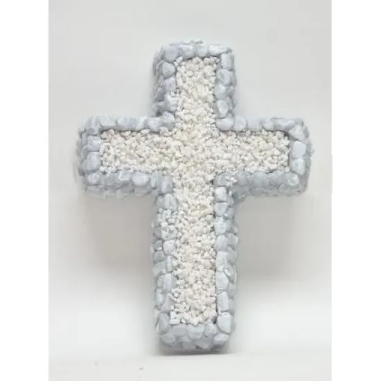 Kereszt kavicsokkal dekorált kicsi 23*29*6 cm.
