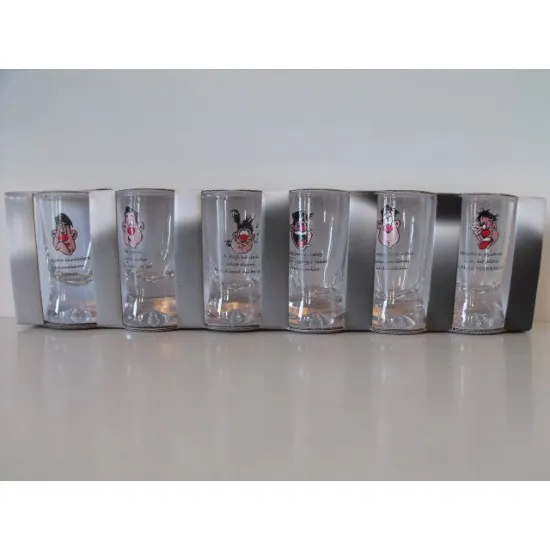 Pálinkás pohár szett*6 - Részeg pofa és vicces feliratok