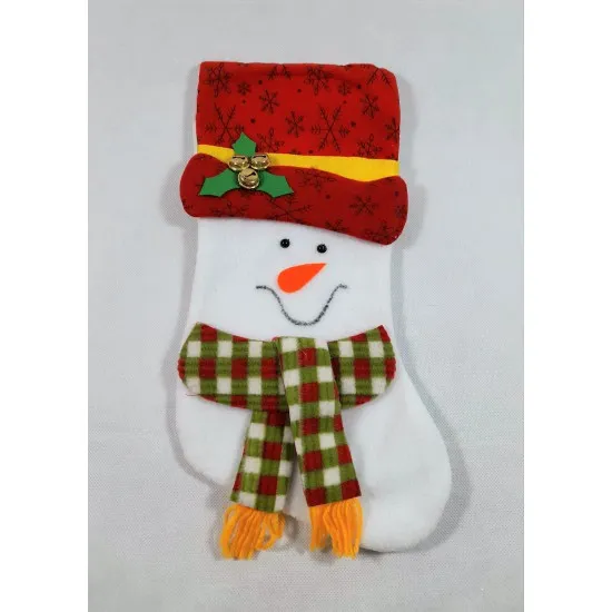 Mikulás csizma fémcsengővel Hóember 38cm