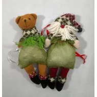 Kötött sálas textil figurák cukorkatartó zsákkal 32 cm