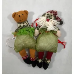 Kötött sálas textil figurák cukorkatartó zsákkal 32 cm