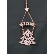 Aranyló karácsonyi fa ajtódísz Welcome 30 cm