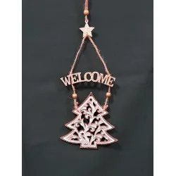 Aranyló karácsonyi fa ajtódísz Welcome 30 cm