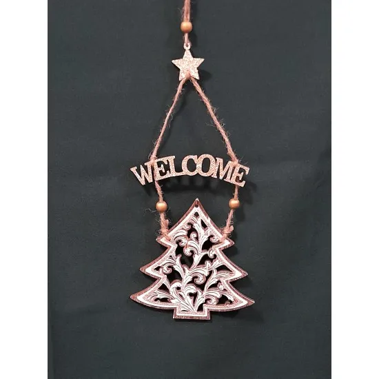 Aranyló karácsonyi fa ajtódísz Welcome 30 cm