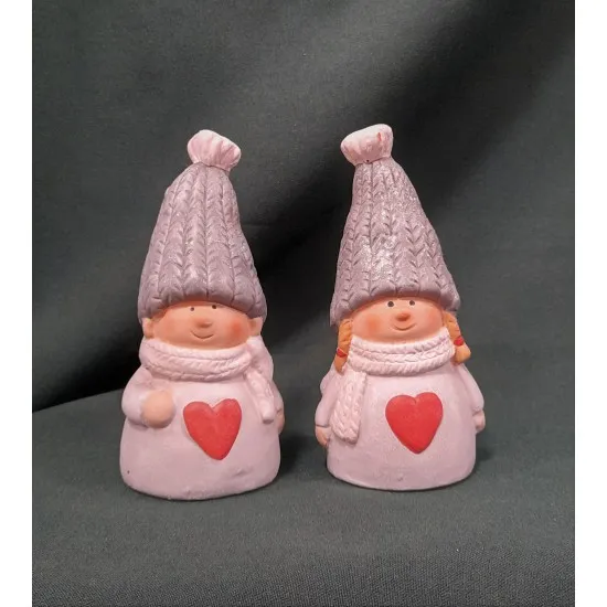 Kerámia gyerekek szürkében 13cm