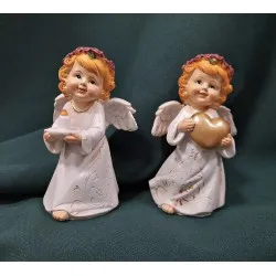 Angyal mosolygós gyertyával/szívvel 10 cm