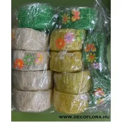 Szizál kosárka virágdekorral 12 cm