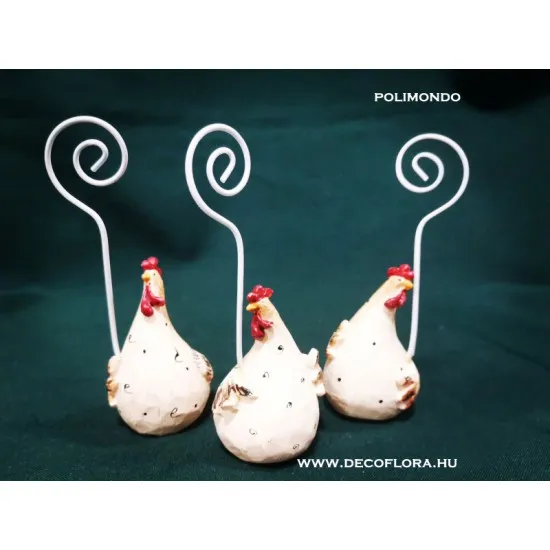 Poli kakas hosszú nyakú képtartóval 11 cm