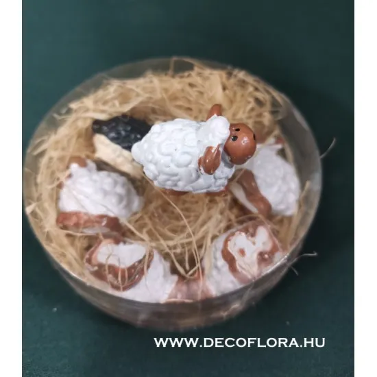 Poli bárány álló fehér-fekete 3 cm 6 db/szett