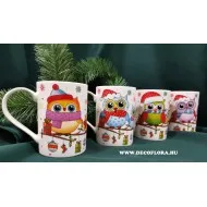 Karácsonyi bögre Bagoly úrfi 250 ml 4 féle