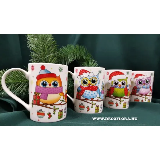 Karácsonyi bögre Bagoly úrfi 250 ml 4 féle