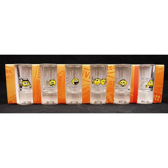 Pálinkás pohár szett*6 - Smiley és vicces feliratok